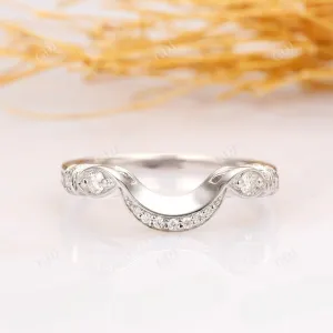 0.15CT Round Cut Natural Diamond Art Deco Wedding Band