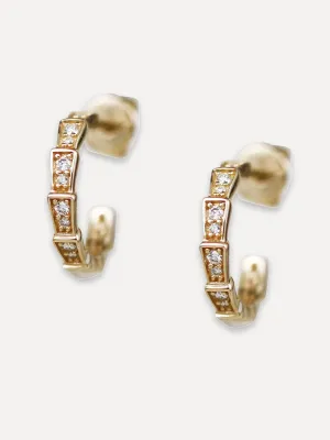 14K Diamond Staggered Hoops