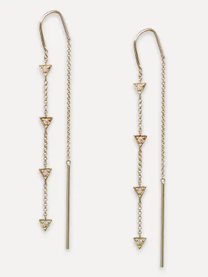 14K Diamond Triangle Threader Earring