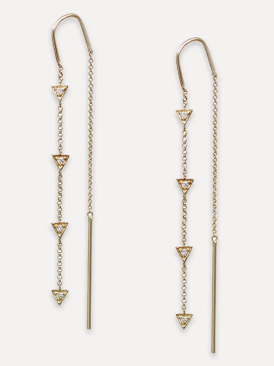 14K Diamond Triangle Threader Earring