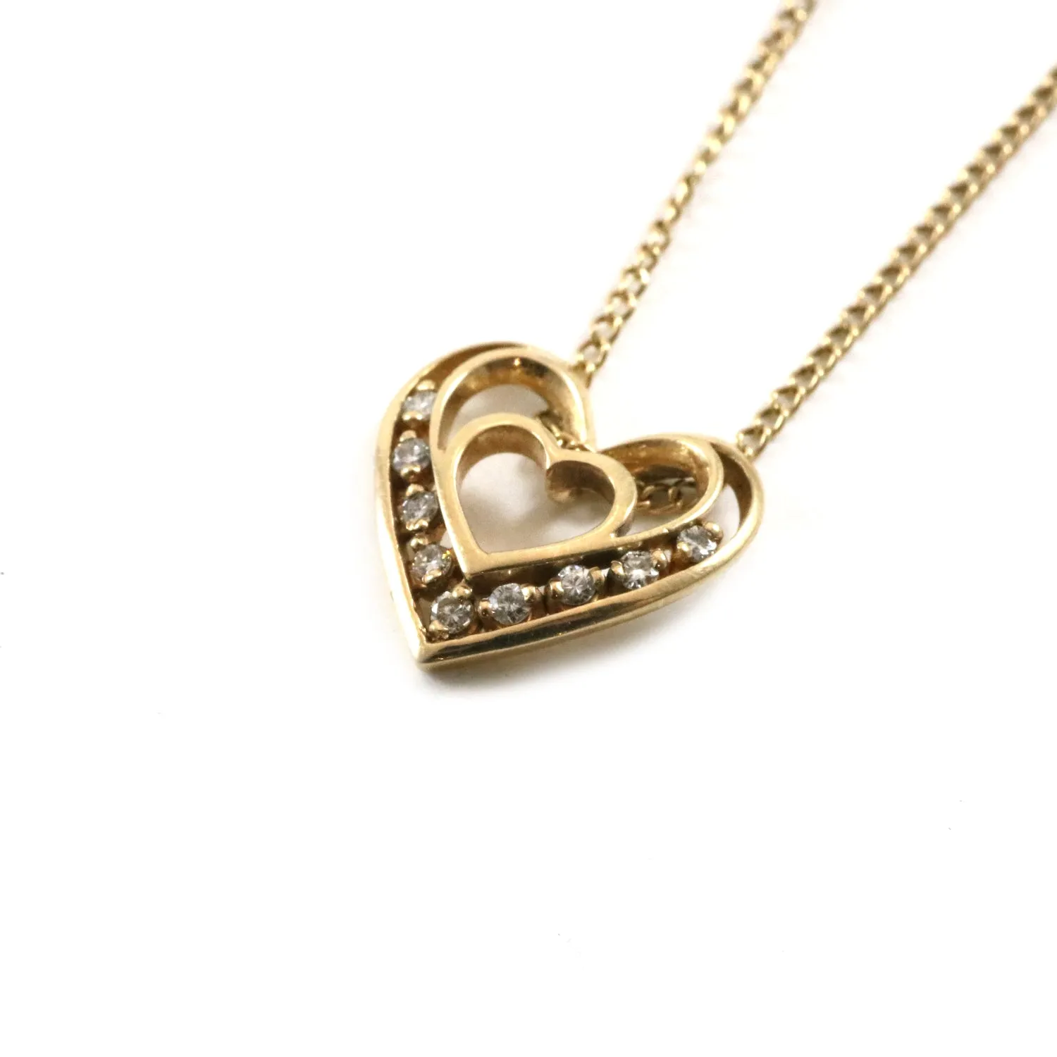 14k Gold Genuine Diamond Heart Pendant Necklace