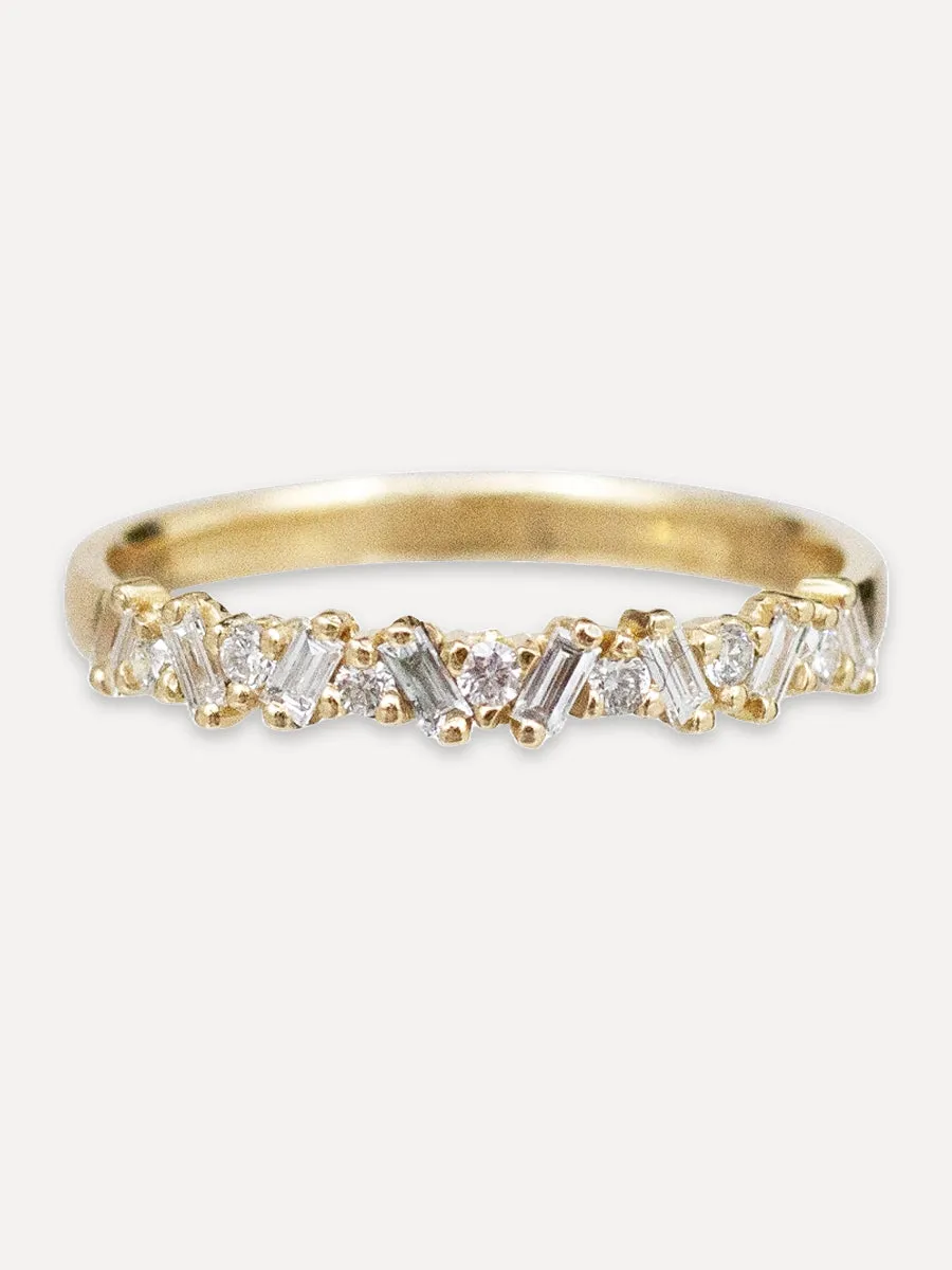 14K Stardust Diamond Stacking Band