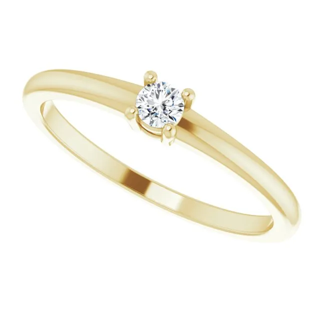 14K Yellow Natural White Sapphire Ring