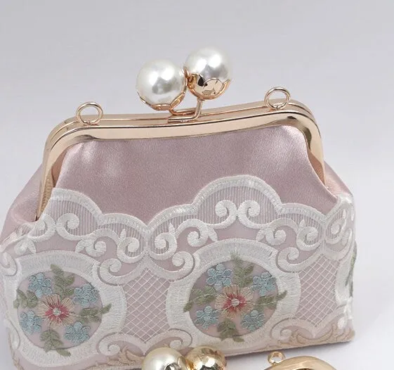 16cm Light Gold Purse Frame Bag Hanger With Pearl Kiss-Lock Comes With Screws