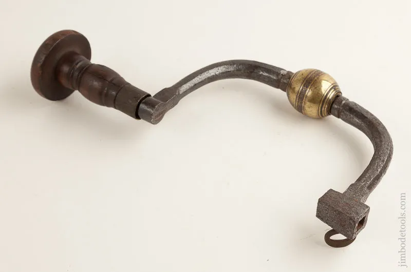 18th Century Iron Brace with Engraved Brass Ball * 75462