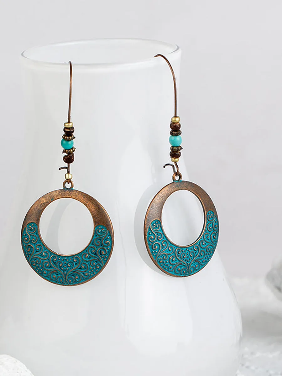 (2 pairs)Bohemian Alloy Engraving Exquisite Pattern Earrings