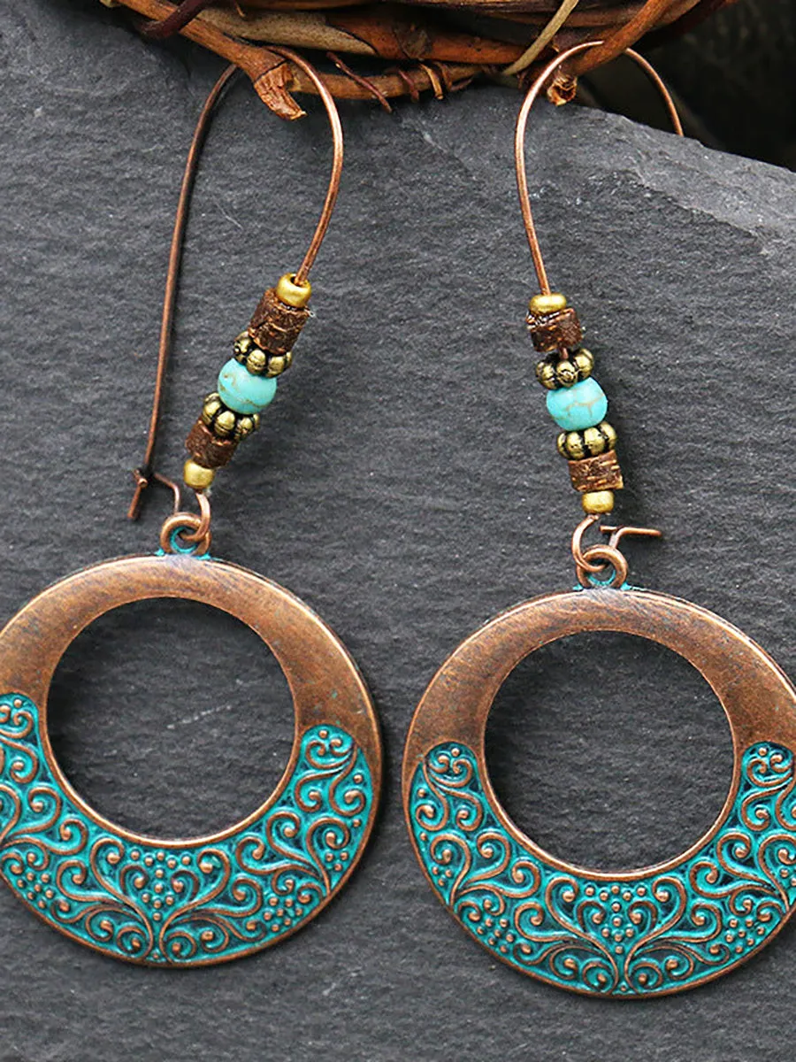 (2 pairs)Bohemian Alloy Engraving Exquisite Pattern Earrings