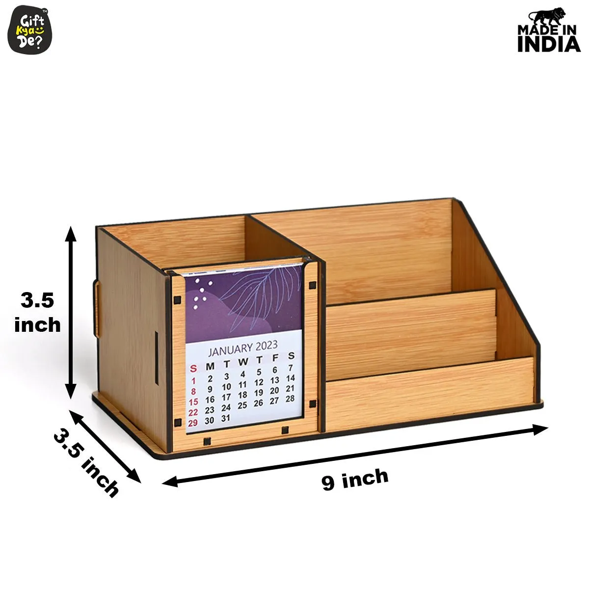 3 Compartment Desk Organizer With 2025 Calendar | Desk Calendar | Desk Accessories