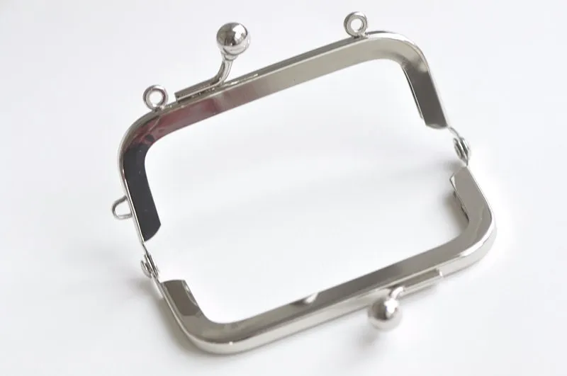 3" Silver Purse Frame Kisslock Glue-In Style Bag Clip 8cm x 3.5cm (3" x 1 1/3")