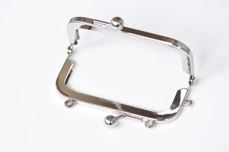 3" Silver Purse Frame Kisslock Glue-In Style Bag Clip 8cm x 3.5cm (3" x 1 1/3")