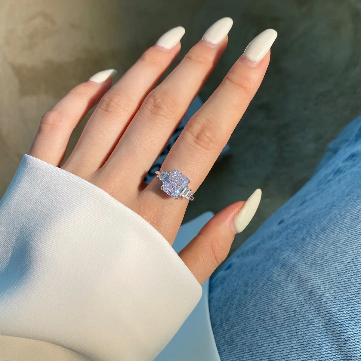 5 Carat TW Five Stone Radiant Cut Engagement Ring