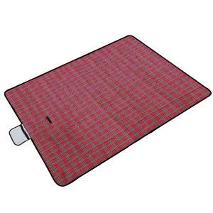 60" x 78" Waterproof Picnic Blanket Handy Mat with Strap Foldable Camping Rug for Camping Hiking Grass Travelling - Red