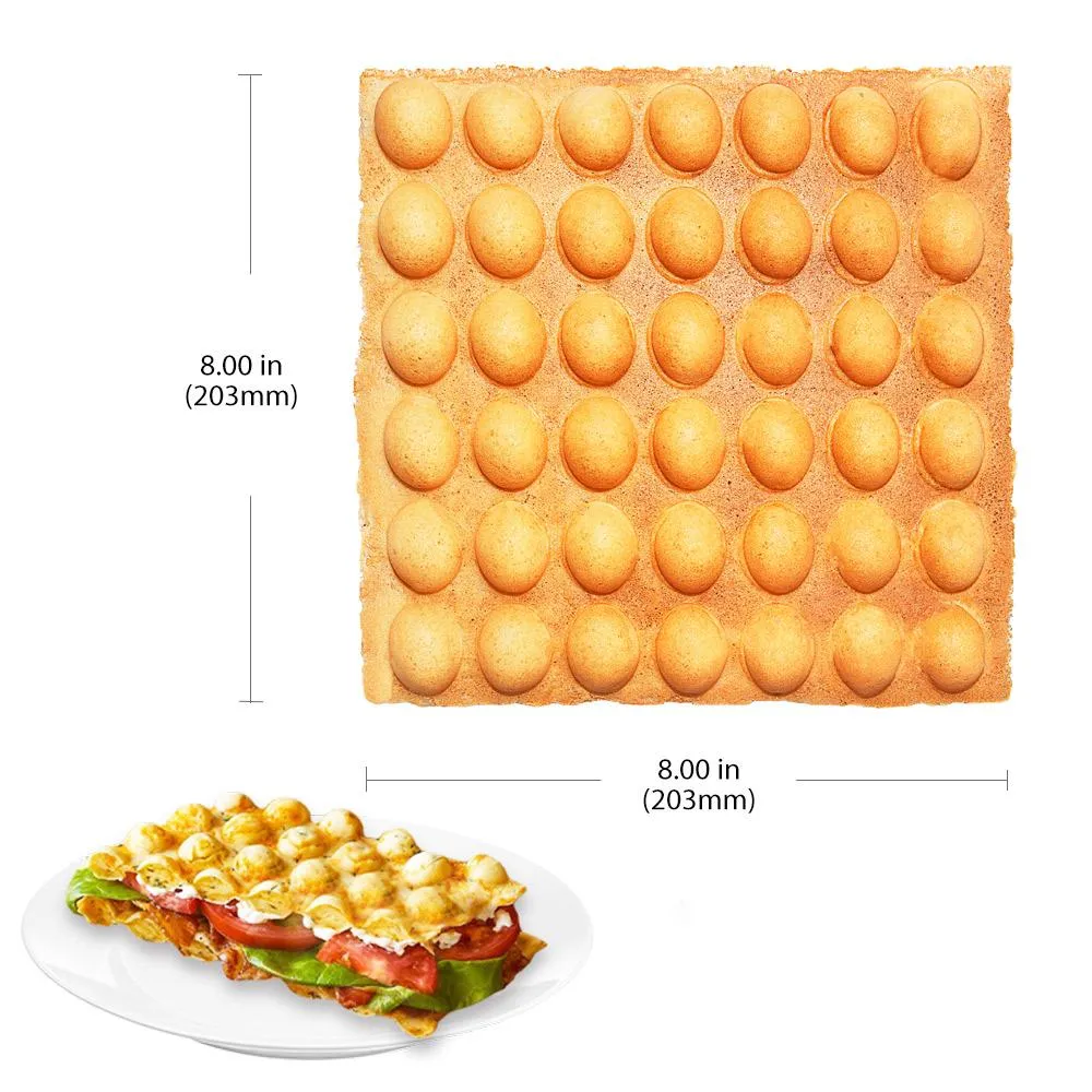 A-BW311_110 Bubble Waffle Maker Machine | Square-Shaped Bubble Waffle Iron with Improved Manual Thermostat | Nonstick