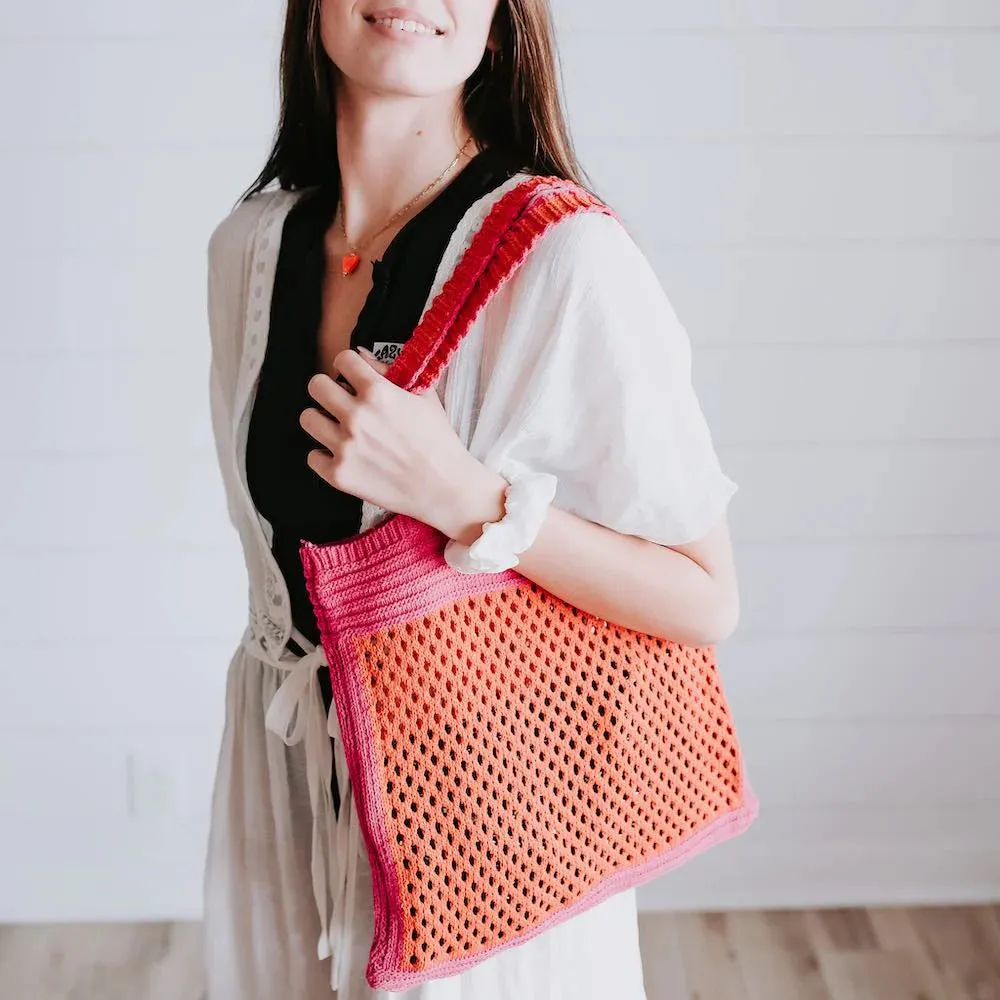 A Day in Santorini Tote - Orange/Fuchsia