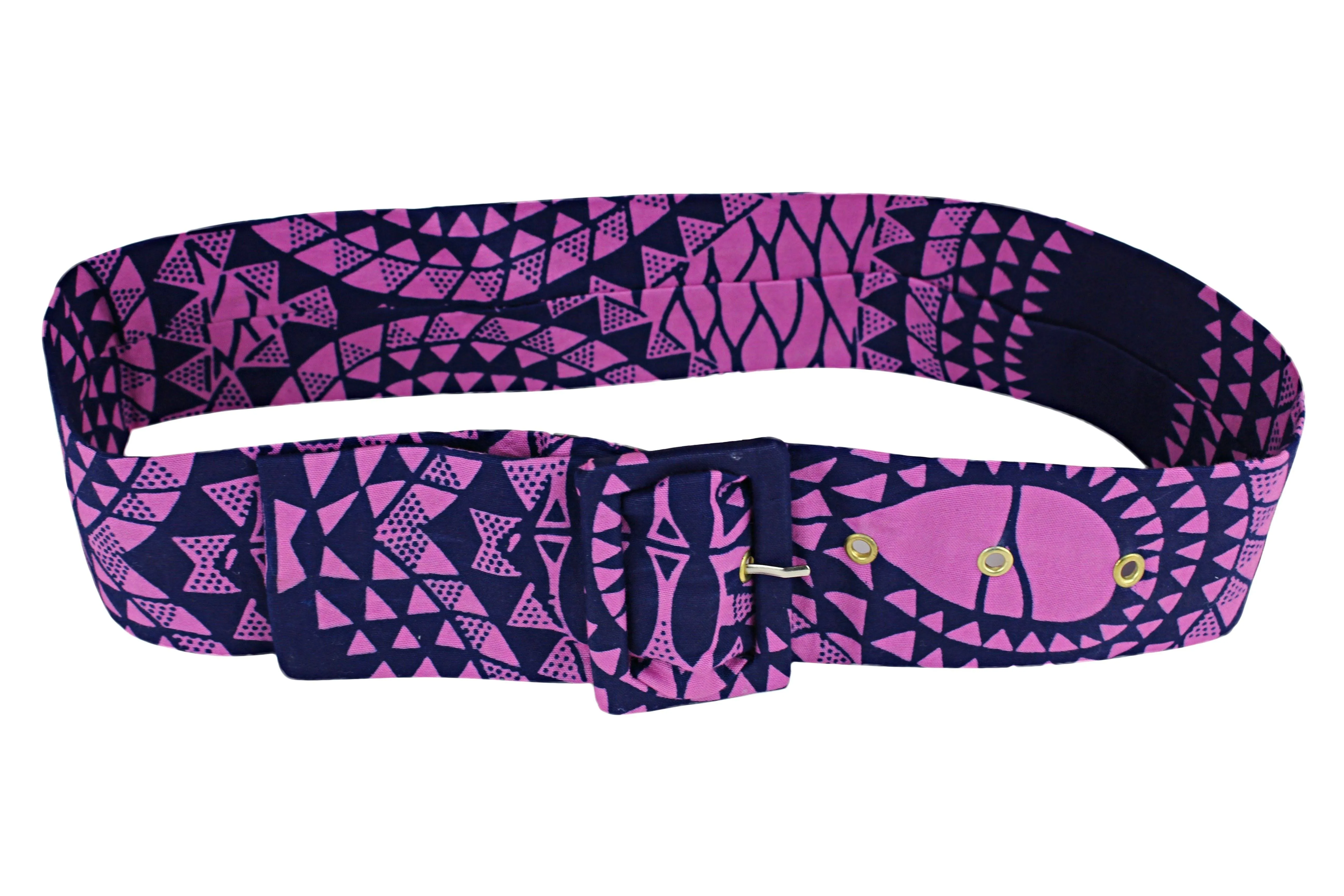 Ada African Print Waist Belt with Buckle (Pink)