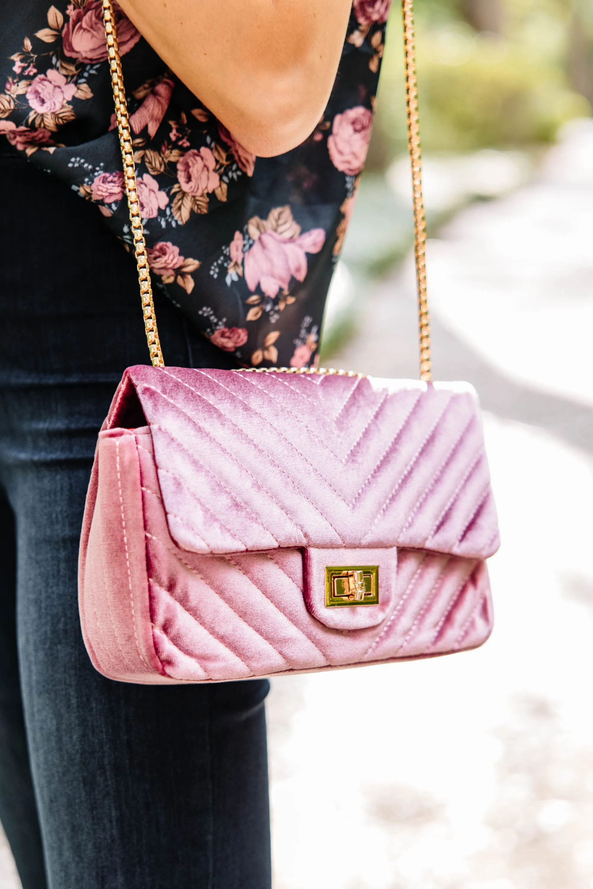 All The Feels Pink Velvet Purse