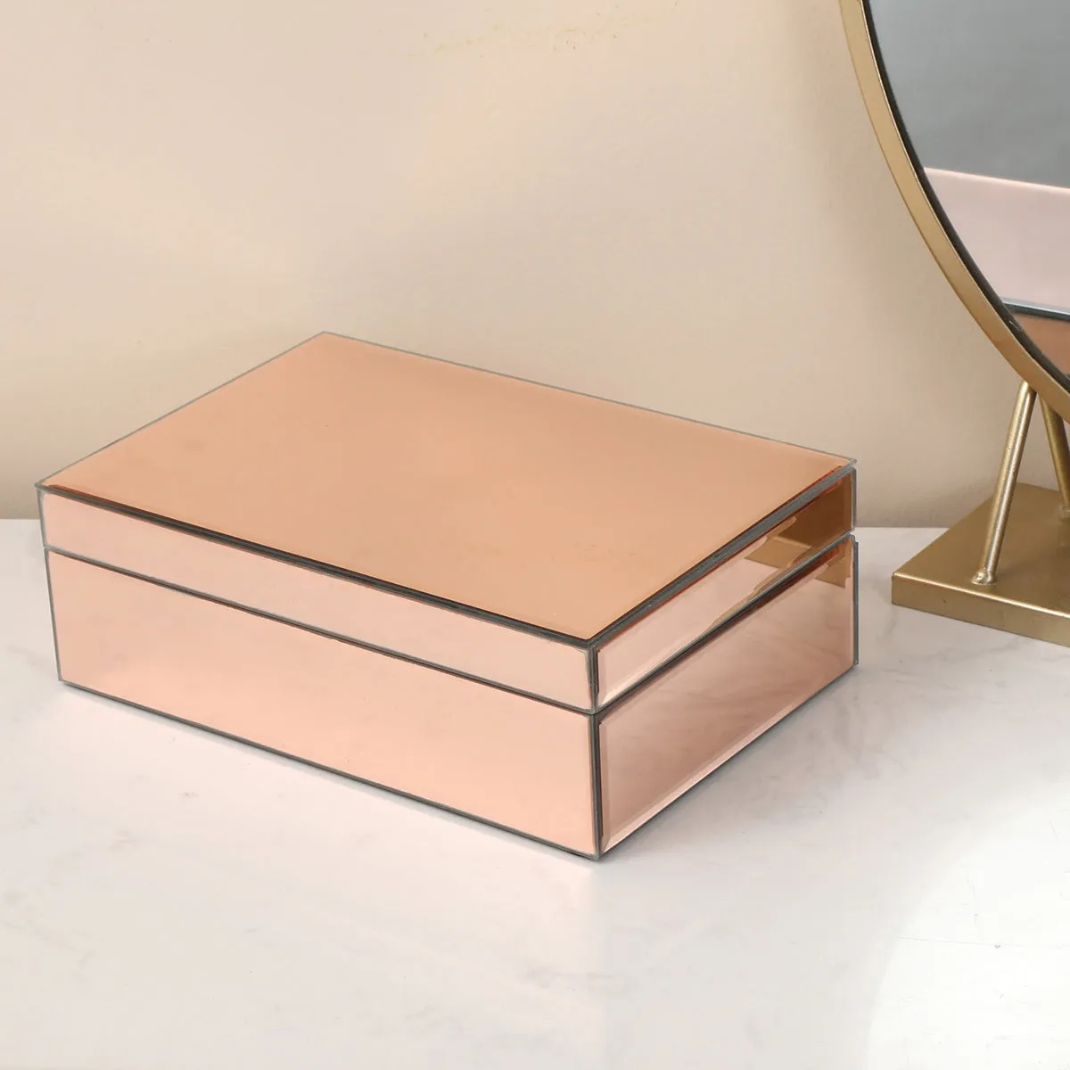 Ambrose Exquisite Rose Gold Glass Jewelry Box