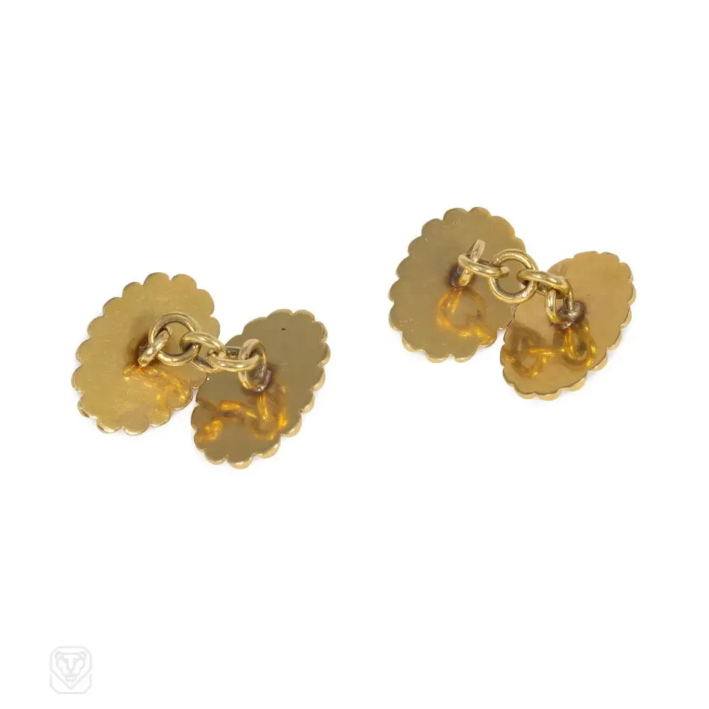 Antique gold oval starburst cufflinks