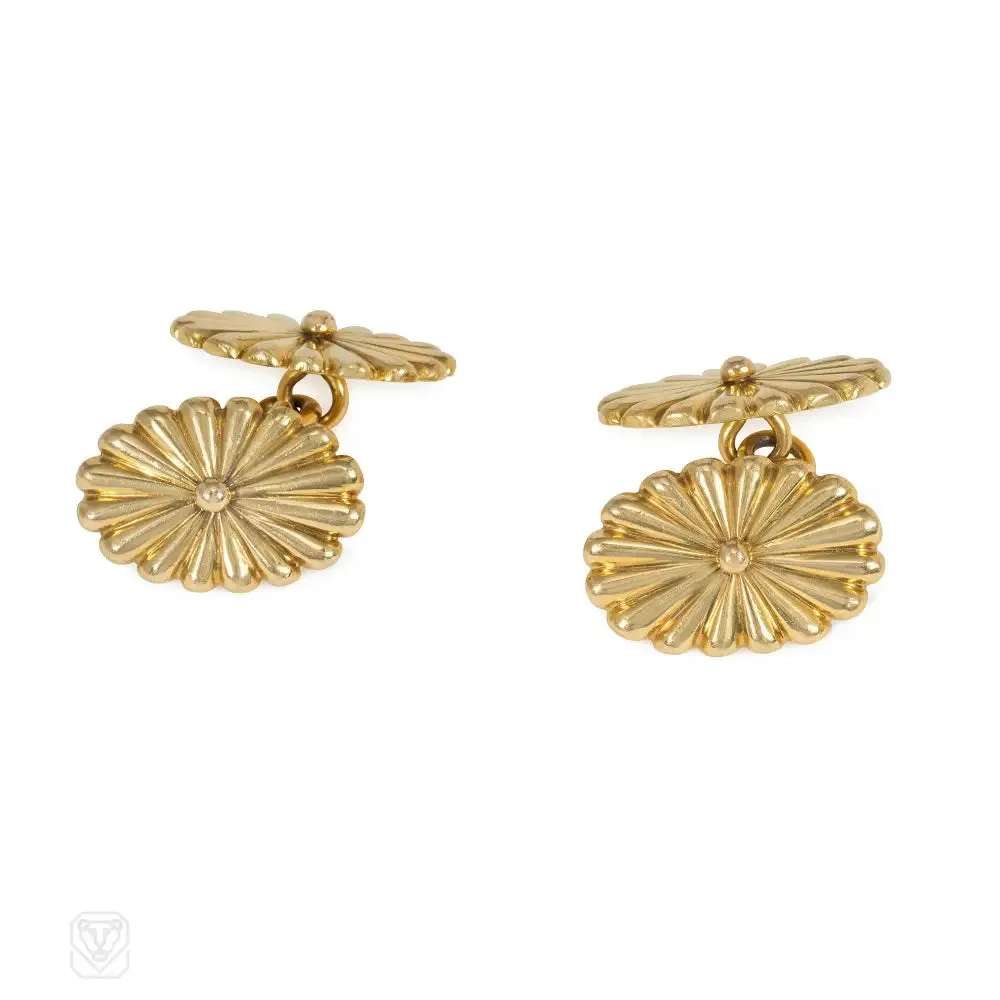 Antique gold oval starburst cufflinks