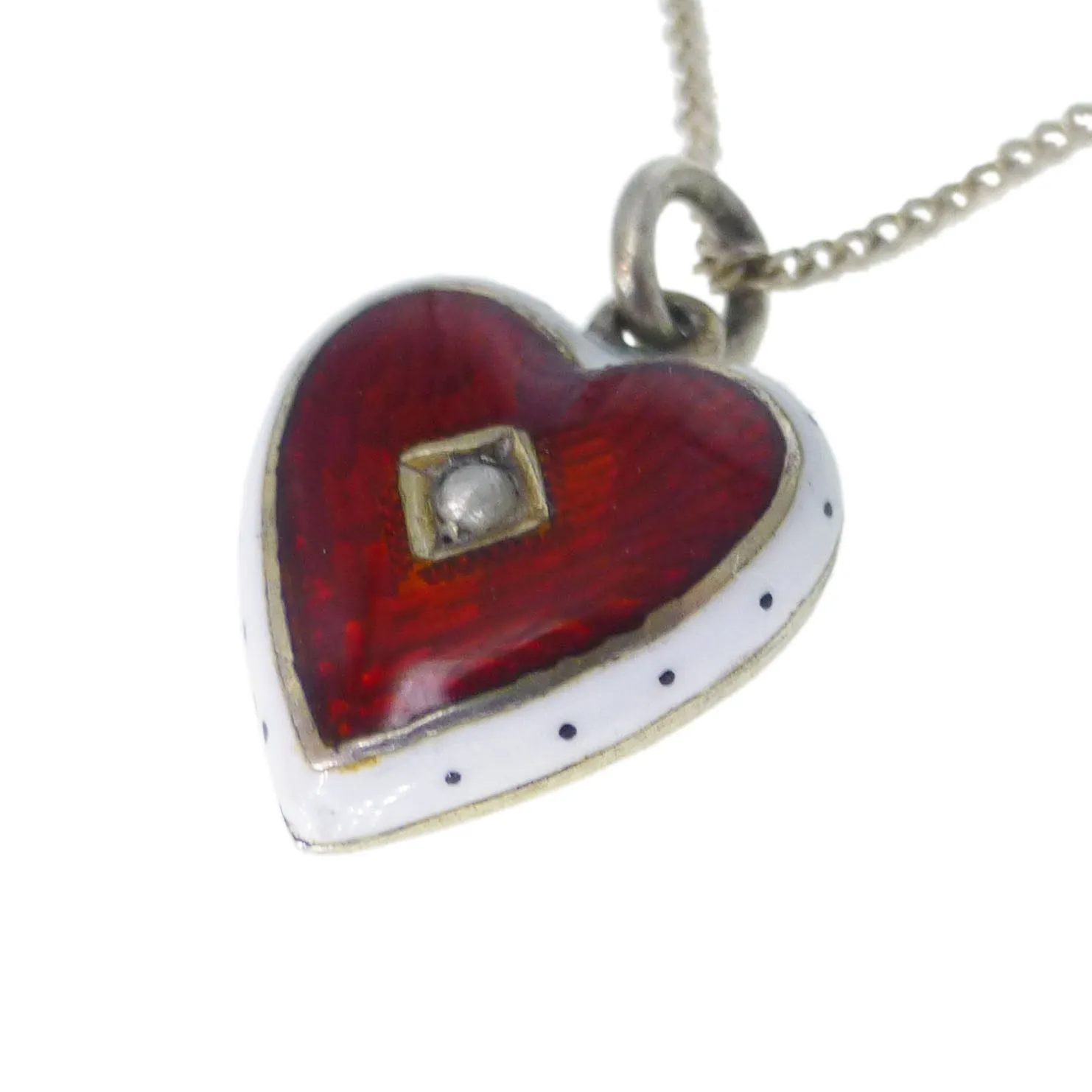 Antique Victorian Red Guilloché Enamel Heart Charm