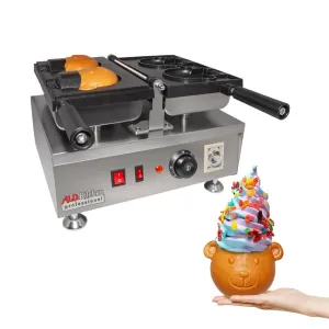 AP-196 Taiyaki Bear Waffle Maker | Electric Bear Shaped Waffle Machine | Stainless Steel | 2 Bear Head Waffle Cones