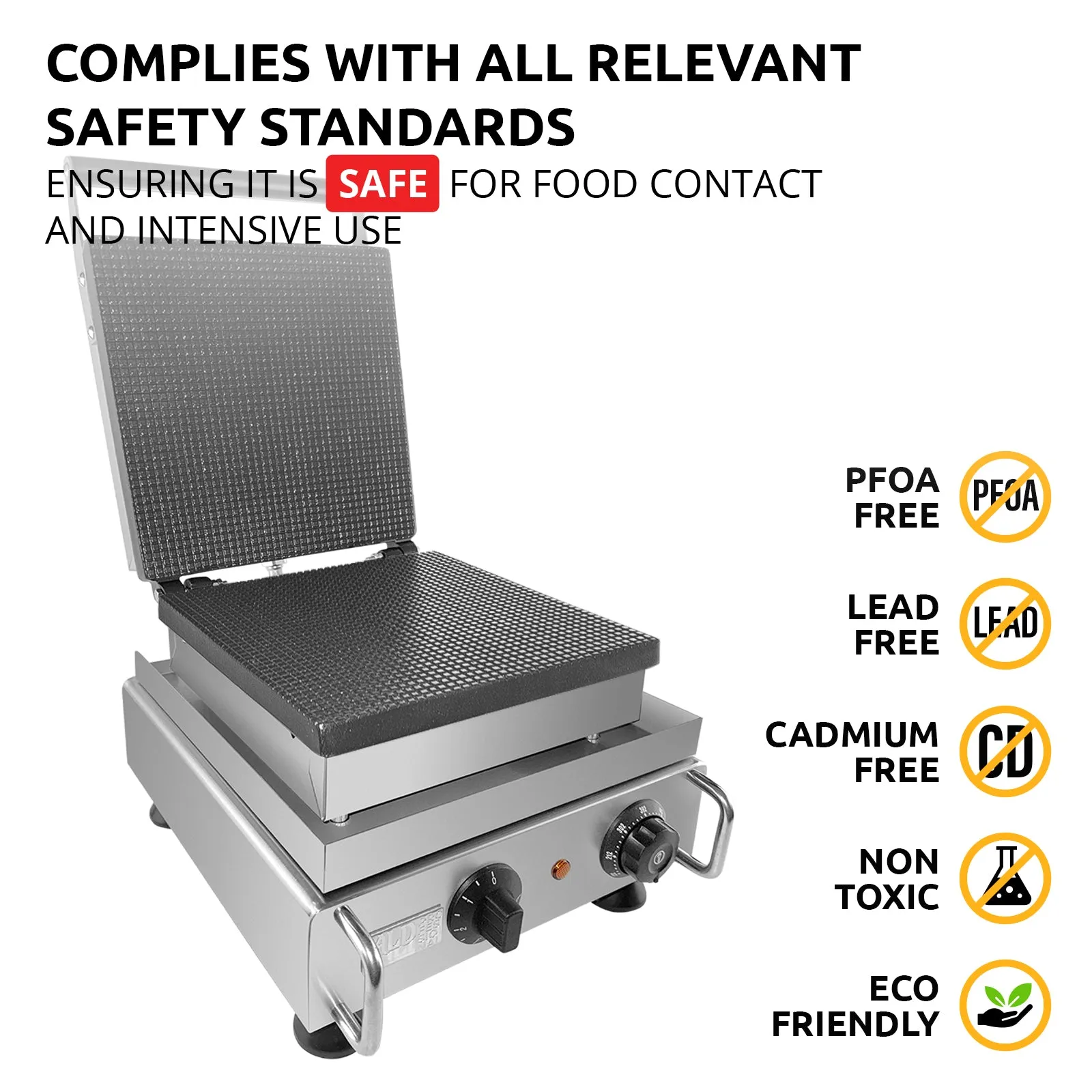 AP-517 Waffle Cone Maker | Square Waffle Cone Machine | Ice Cream Cone Waffle Iron | Nonstick