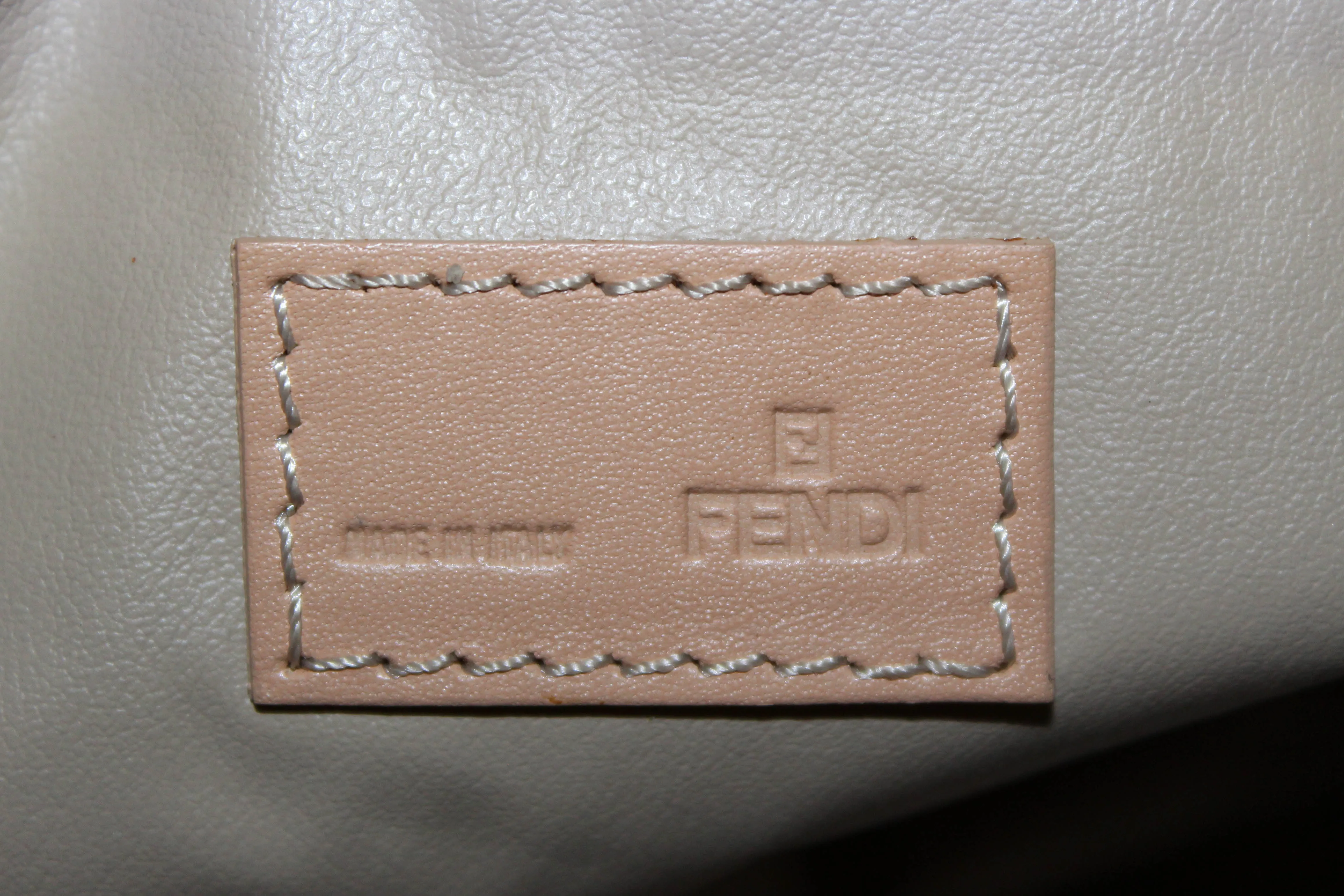 Authentic Fendi Beige Zucchino Canvas Mini Handbag