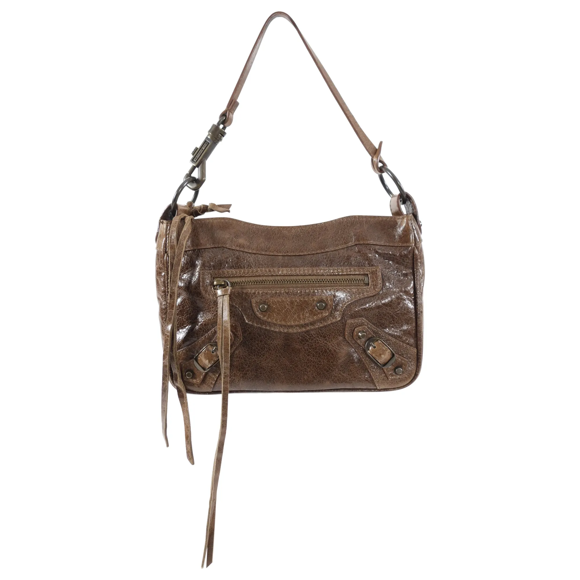 Balenciaga Brown Agneau Hip Pochette Shoulder Bag