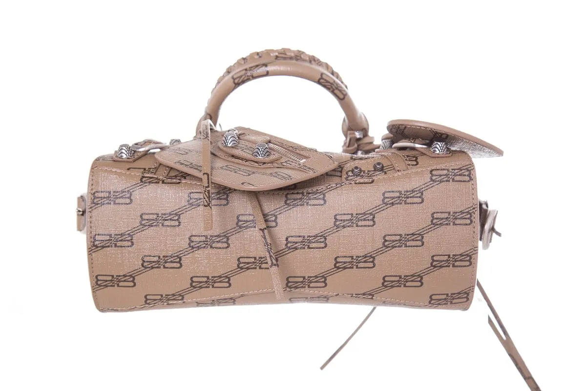 Balenciaga Tan Neo Cagole XS BB Monogram Handbag