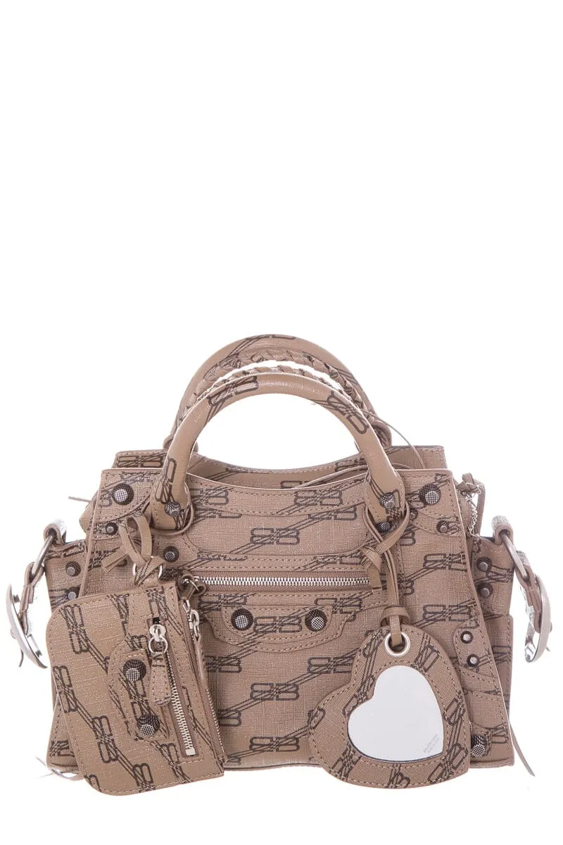 Balenciaga Tan Neo Cagole XS BB Monogram Handbag