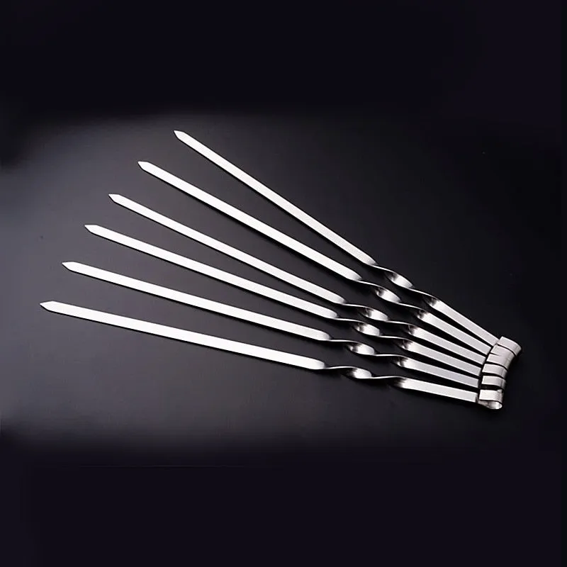 BBQ Skewers Flat Kebob Barbecue Skewer Long Meat Grill Needle Sticks