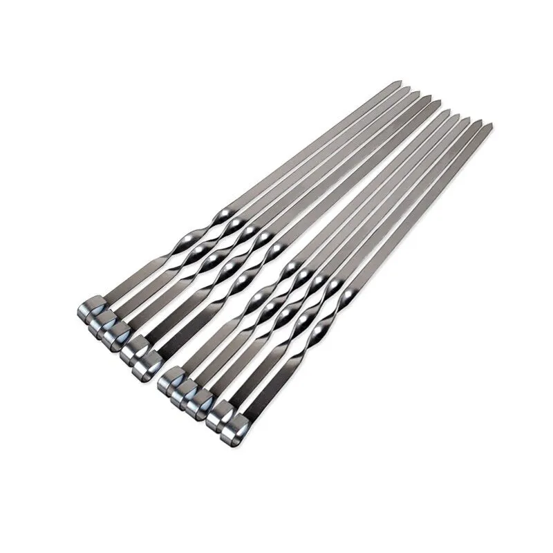 BBQ Skewers Flat Kebob Barbecue Skewer Long Meat Grill Needle Sticks