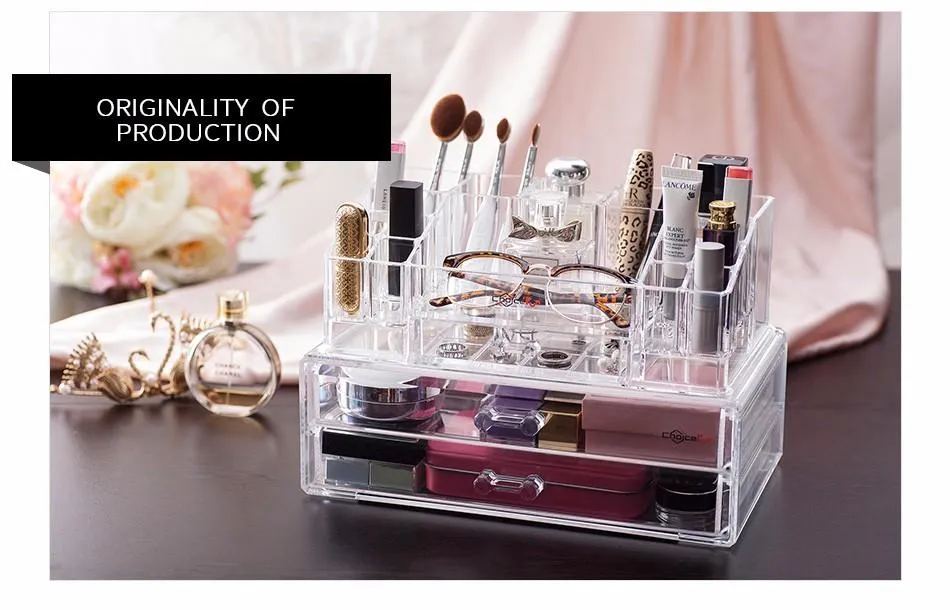 Beauty Desktop 2 Drawers Large Plastic Acrylic Make Up Organizer