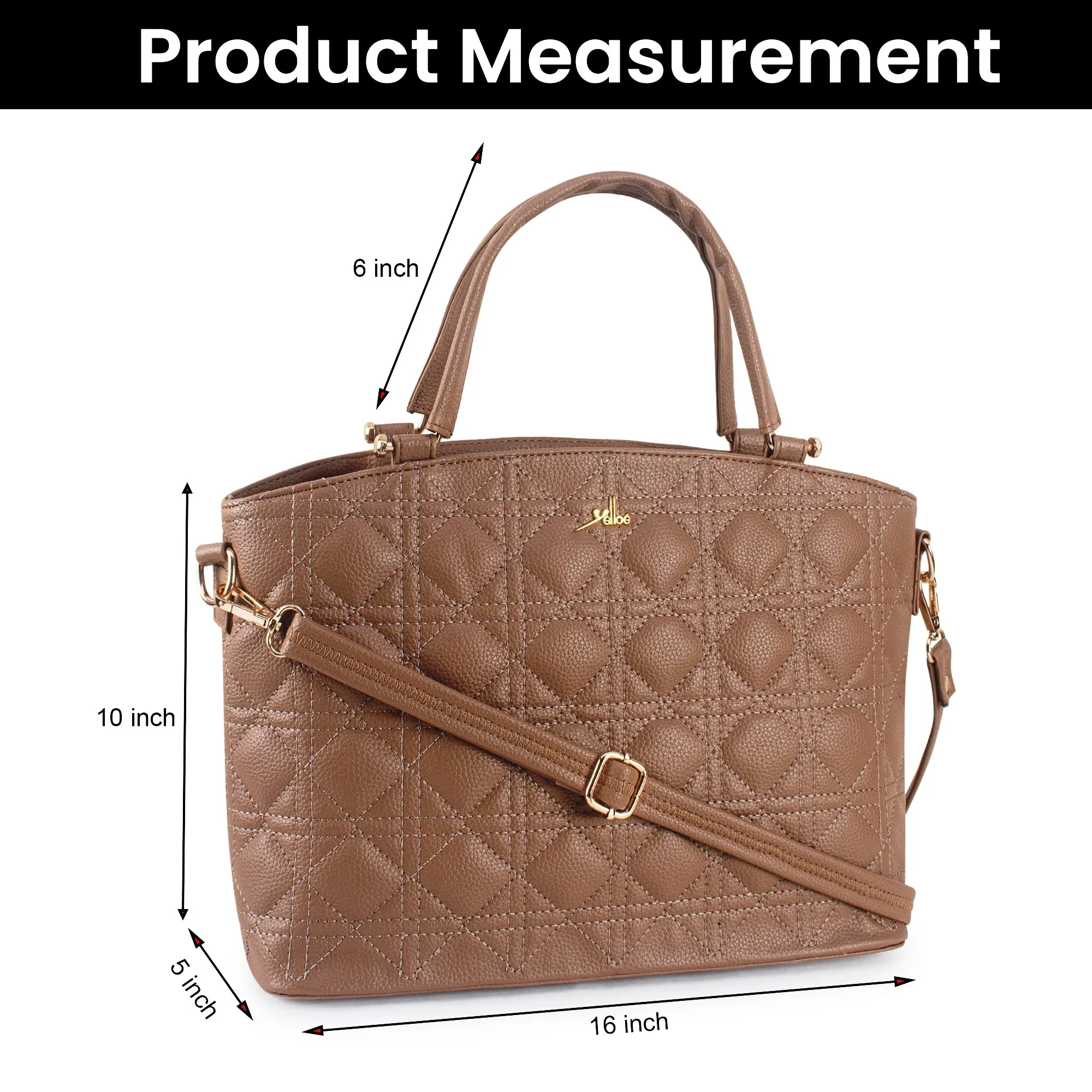 Beige Spacious Quilted Hand Bag