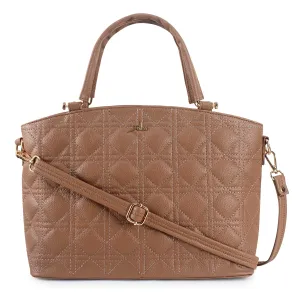 Beige Spacious Quilted Hand Bag