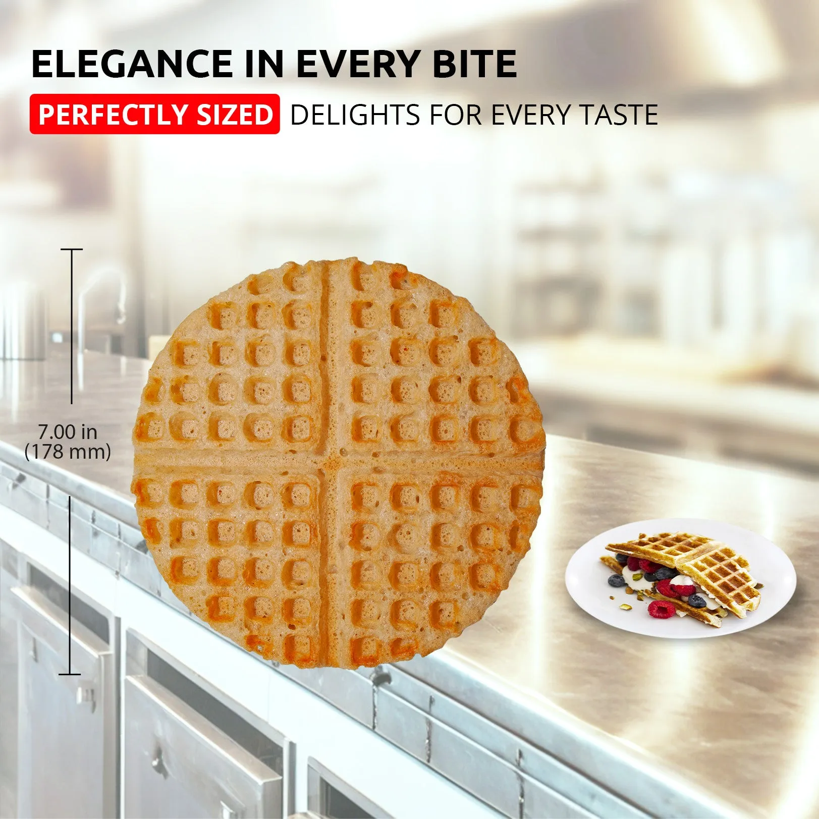 Belgian Waffle Maker Thick | Cone Maker and Waffle Iron | Round-Shape Thin Waffles | Stainless Steel