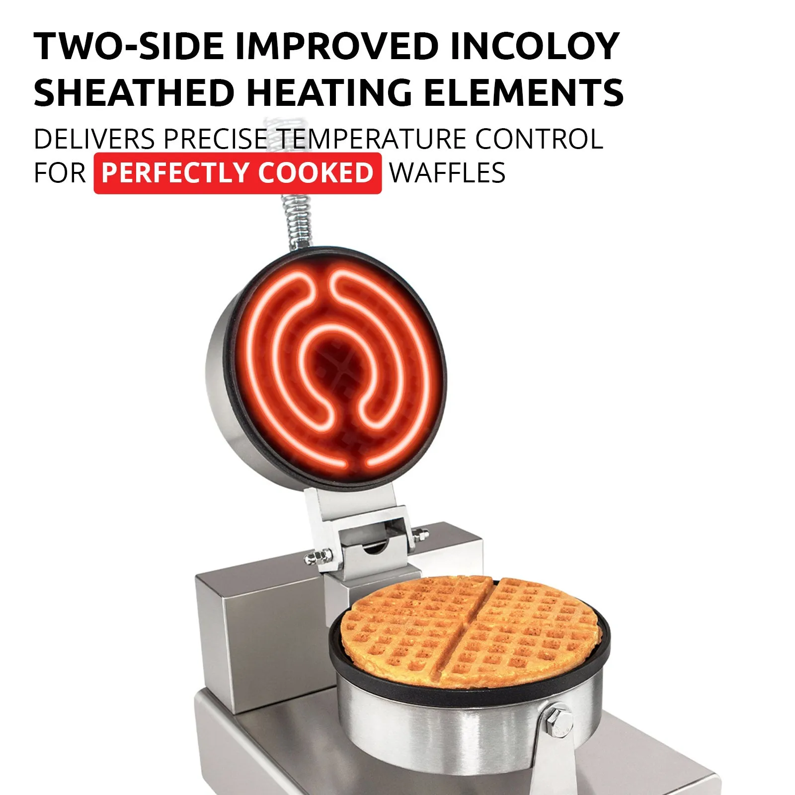 Belgian Waffle Maker Thick | Cone Maker and Waffle Iron | Round-Shape Thin Waffles | Stainless Steel