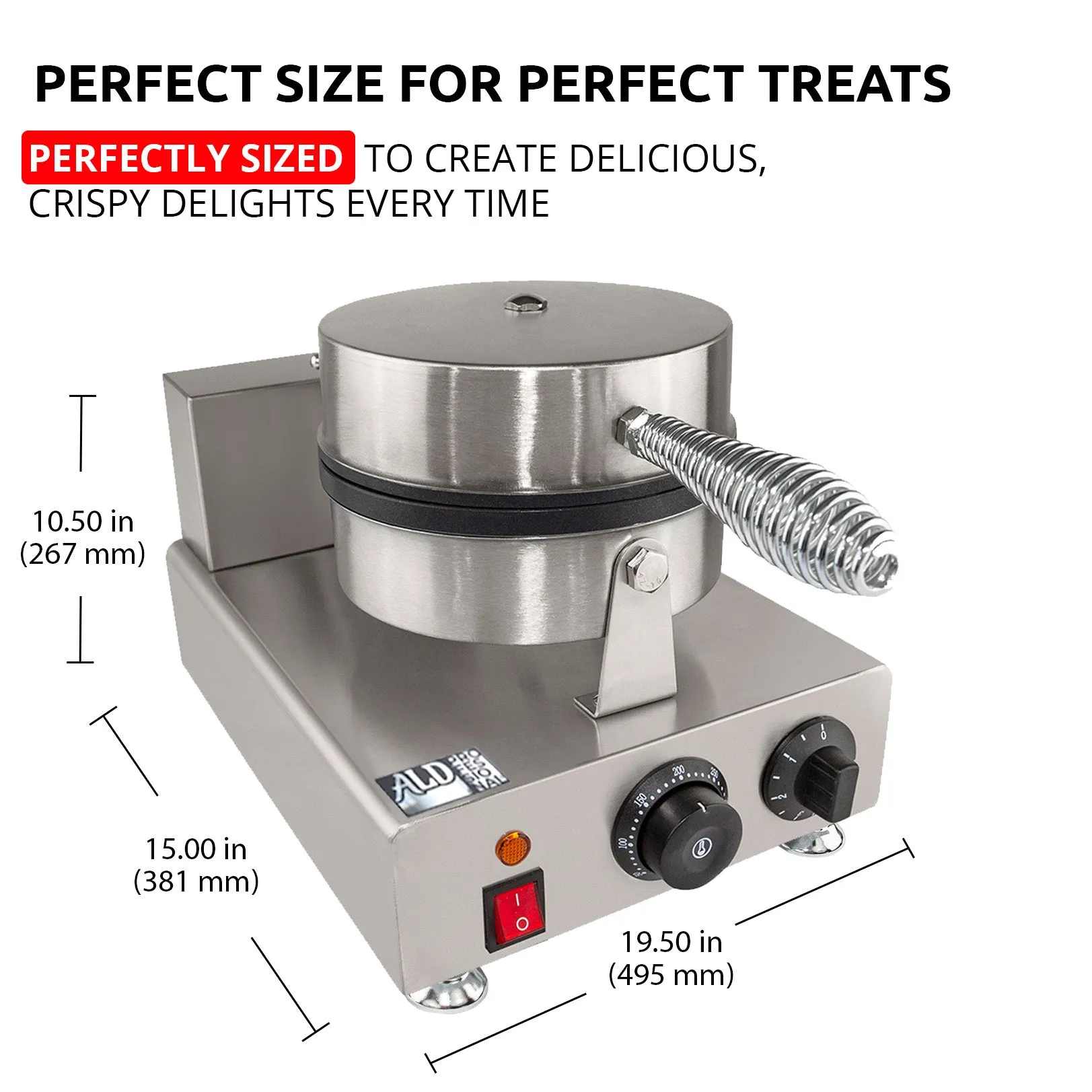 Belgian Waffle Maker Thick | Cone Maker and Waffle Iron | Round-Shape Thin Waffles | Stainless Steel