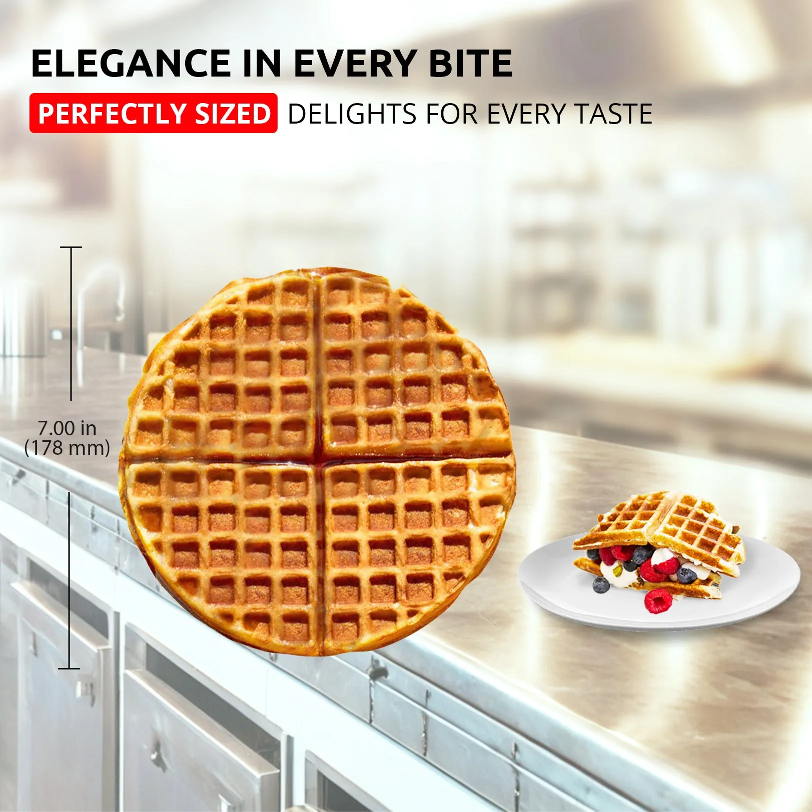 Belgian Waffle Maker Thick | Cone Maker and Waffle Iron | Round-Shape Thin Waffles | Stainless Steel