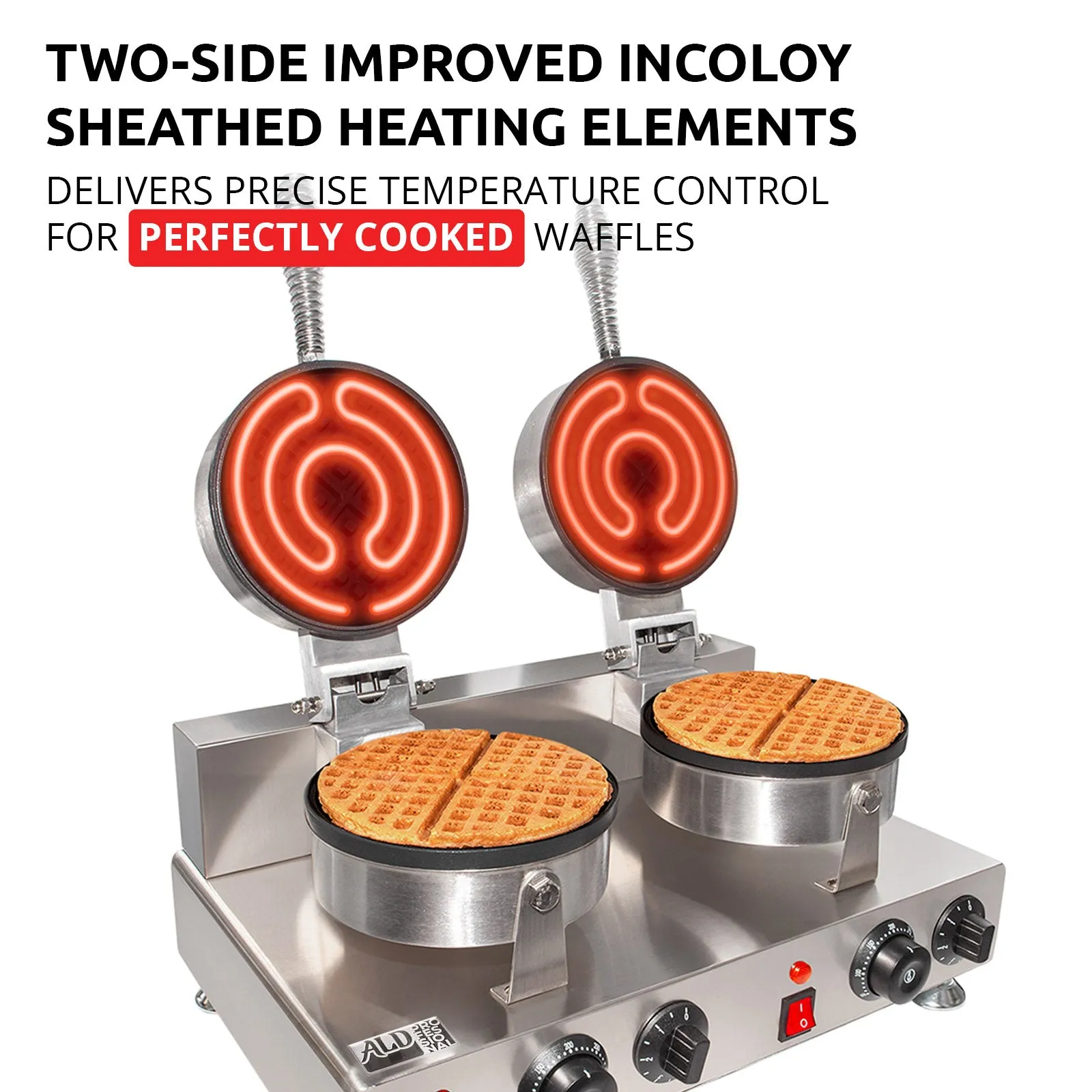 Belgian Waffle Maker Thick | Cone Maker and Waffle Iron | Round-Shape Thin Waffles | Stainless Steel