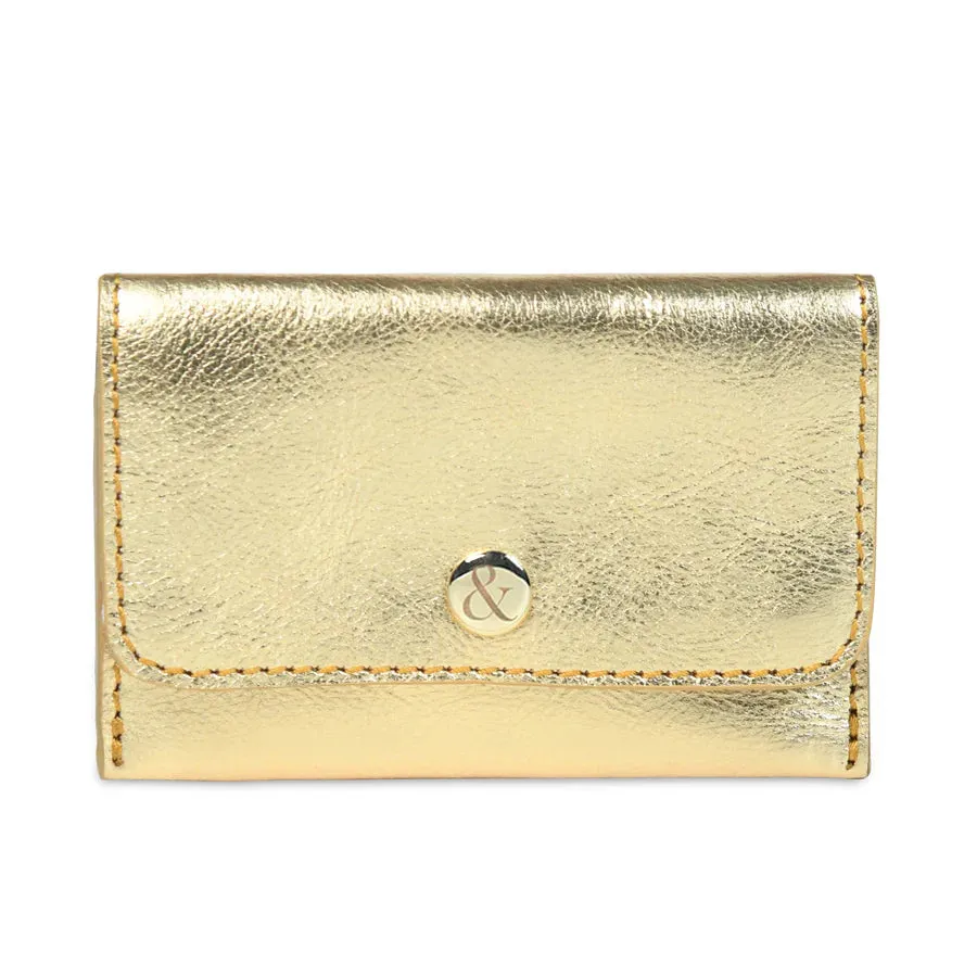 Bell & Fox Ellie Popper Card Holder Purse in Dark Gold Leather