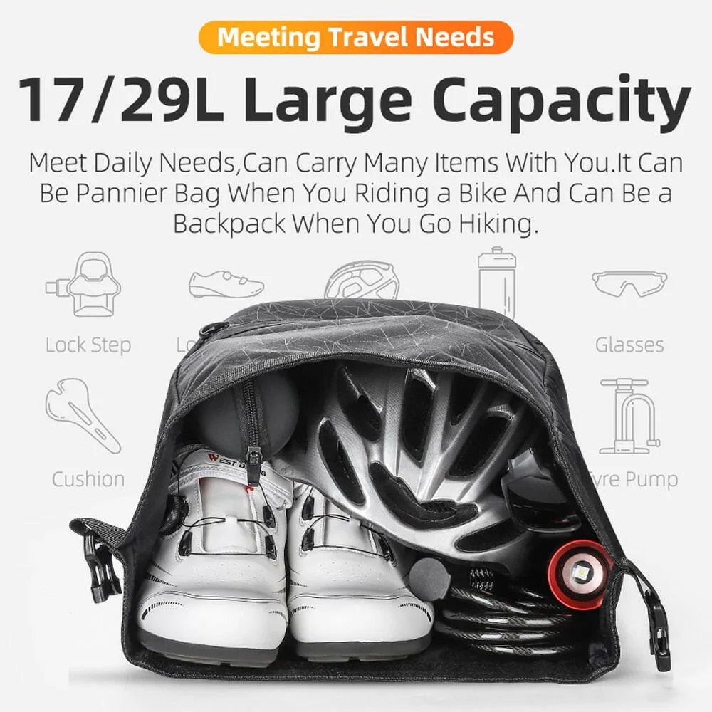 Bike Rear Seats Bag Multifunctional Expandable Bicycle Riding Storage Bag Backpack Large Capacity Bicycle Rack Seats Cycling Bag