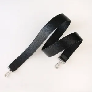 Black Leather Long Wide Handbag Strap