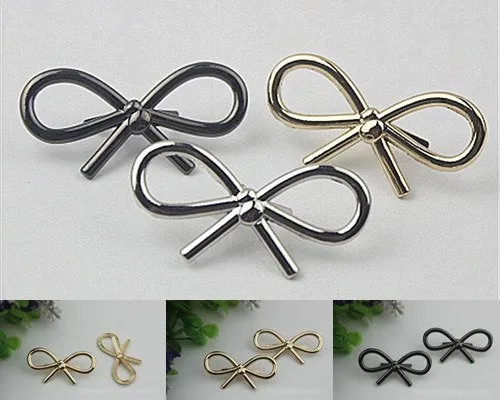 Bow Purse Label 2/20pcs Bag Hardware Charm Gold Gunmetal Black Handmade Purse Handbag Making Metal Decoration 45mm 1 3/4" Wholesale Supplies