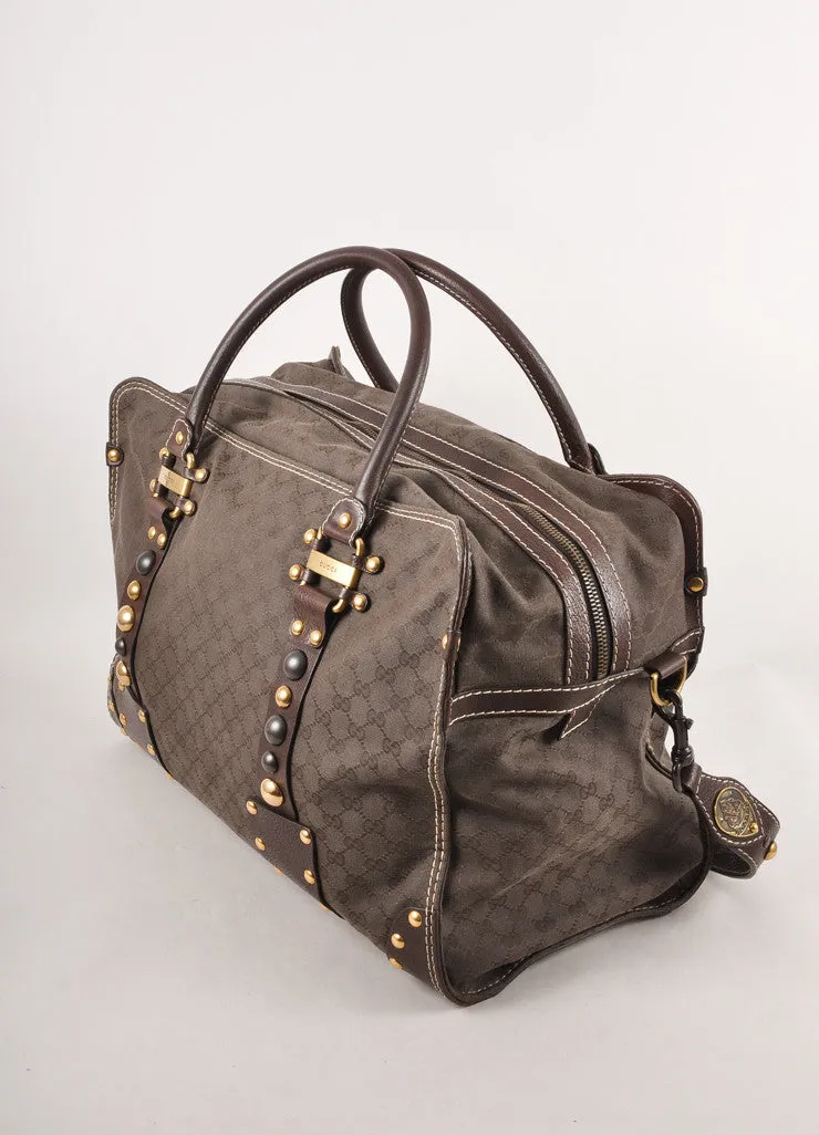 Brown Monogram Babouska Collection Gold Studded Large Duffel Bag