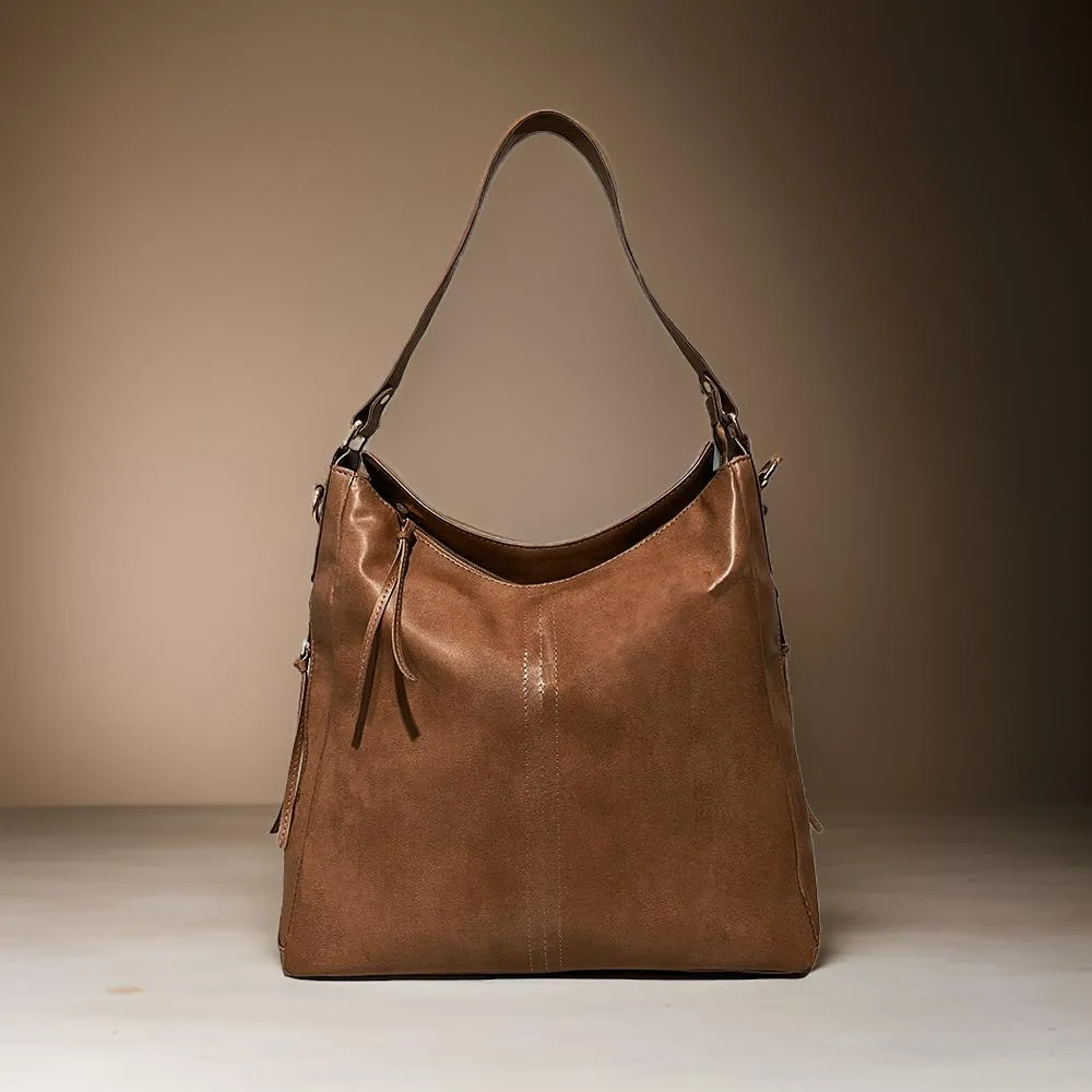 Brown Vegan Leather Shoulder Bag | Spacious, Water-Resistant, Lightweight & Adjustable Strap