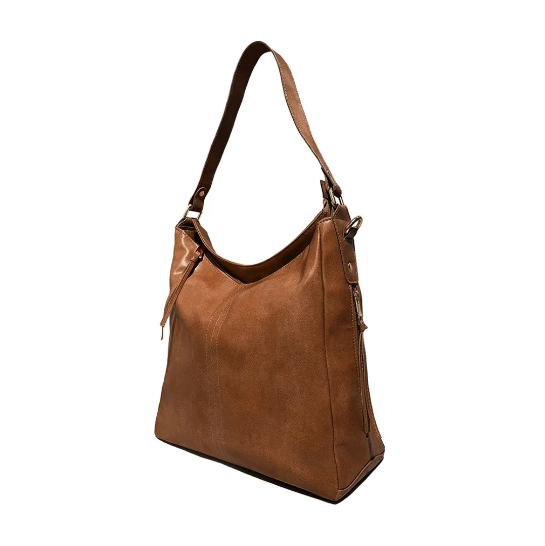 Brown Vegan Leather Shoulder Bag | Spacious, Water-Resistant, Lightweight & Adjustable Strap