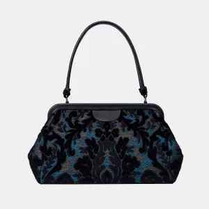 Burnout Velvet Black Shoulder Bag