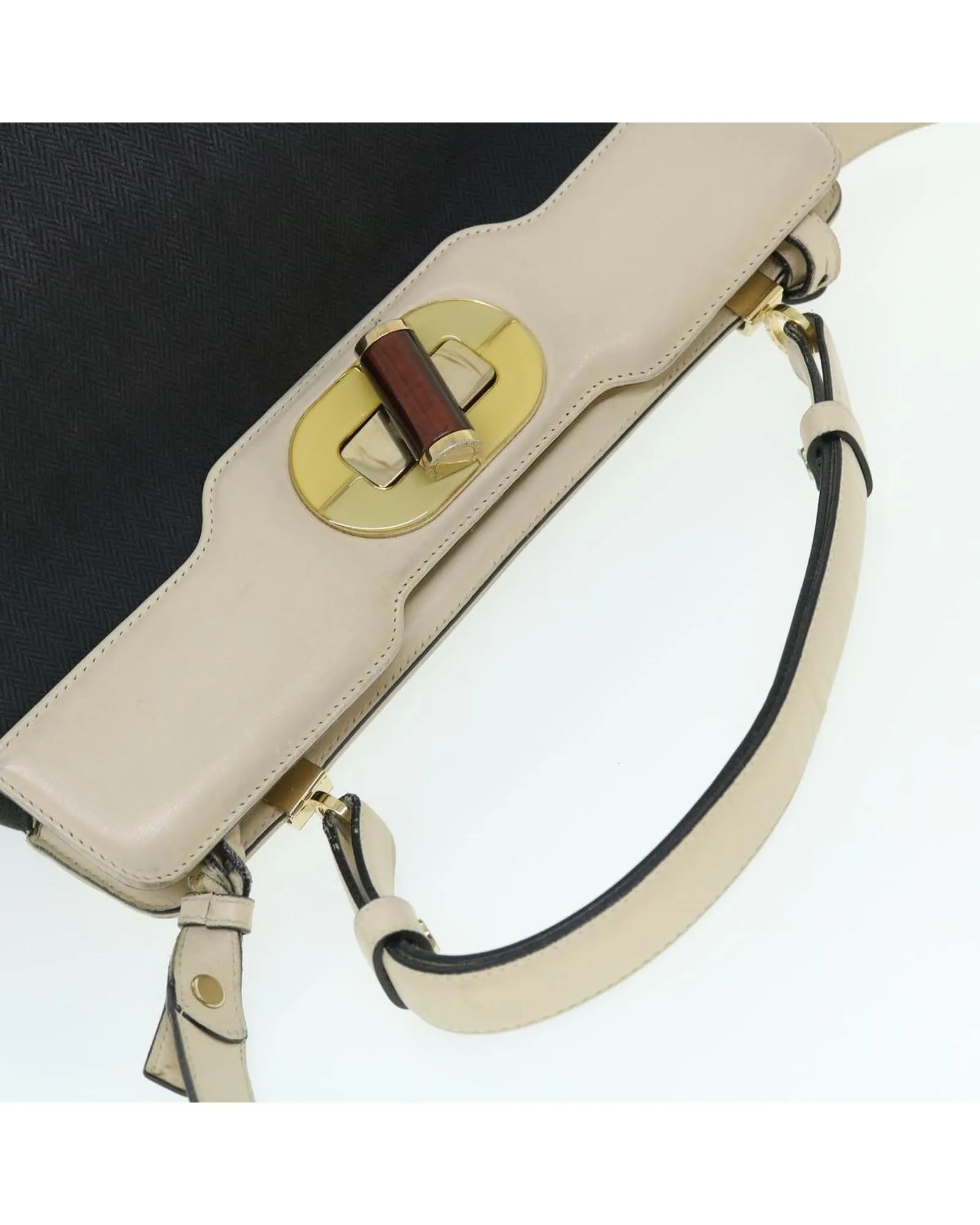 BVLGARI Cabochon Black Canvas and Leather Shoulder Bag