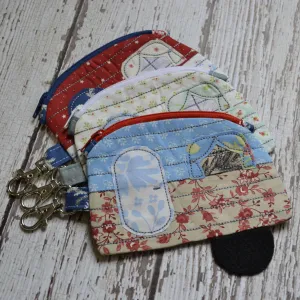 Camper Shaped Coin Purse -Re-Purposed Fabric - Group B - (3)